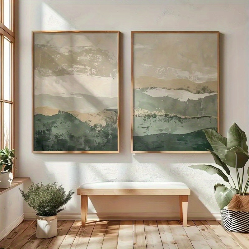Abstract Canvas Set - 2개/세트 와비사비 추상 기하학적 캔버스 프린트