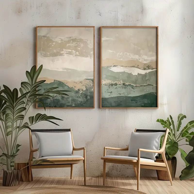 2개/세트 와비사비 추상 기하학적 캔버스 프린트 녹색  - Abstract Canvas Set 리뷰 및 가격