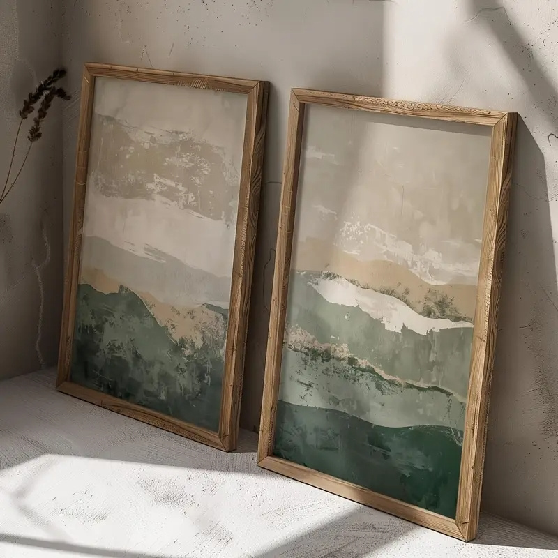 2개/세트 와비사비 추상 기하학적 캔버스 프린트 녹색  - Abstract Canvas Set 리뷰 및 가격