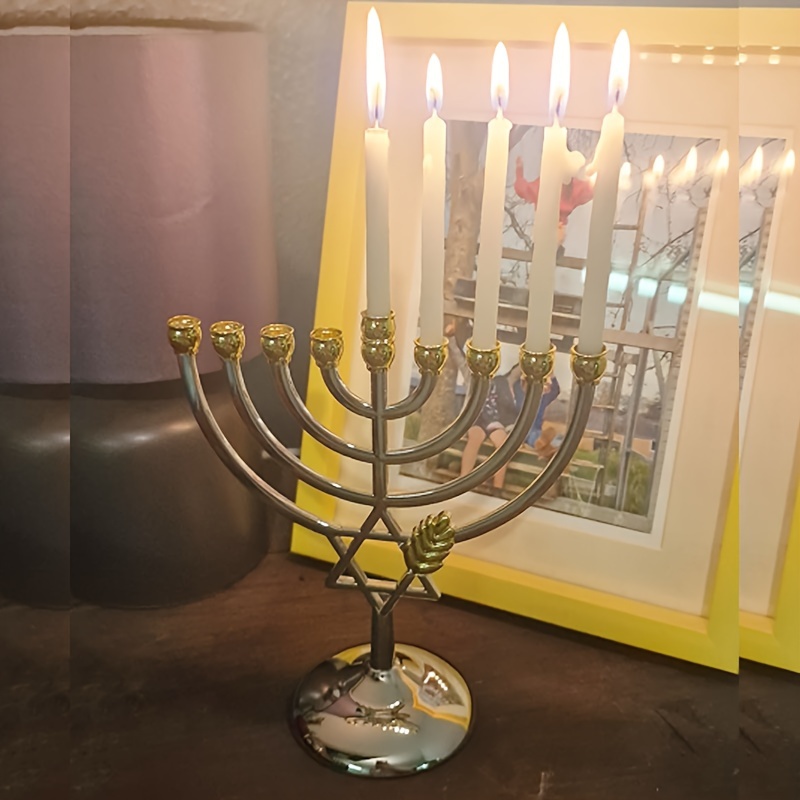 한우카 메노라 9개 가지 촛대, 다윗의 별 금속 촛대, - Candle Holder Decor 리뷰 및 가격