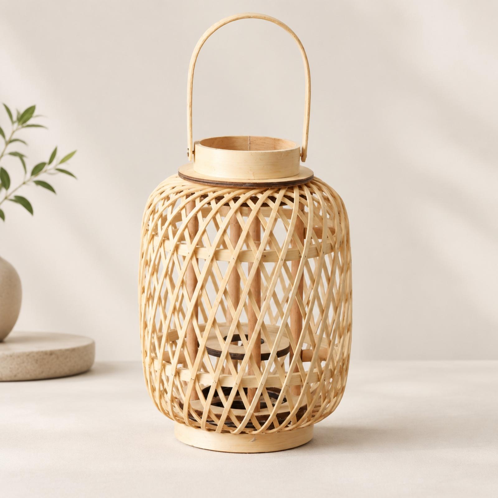 대나무 소재의 캔들 랜턴 홀더, 손으로 엮은 장식적인  - Candle Holder Decor 리뷰 및 가격