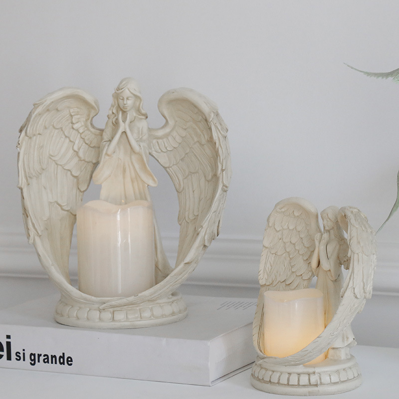 WW 레진 엔젤 전자 캔들 홀더 거실 침실 TV 캐비닛 - Candle Holder Decor 리뷰 및 가격