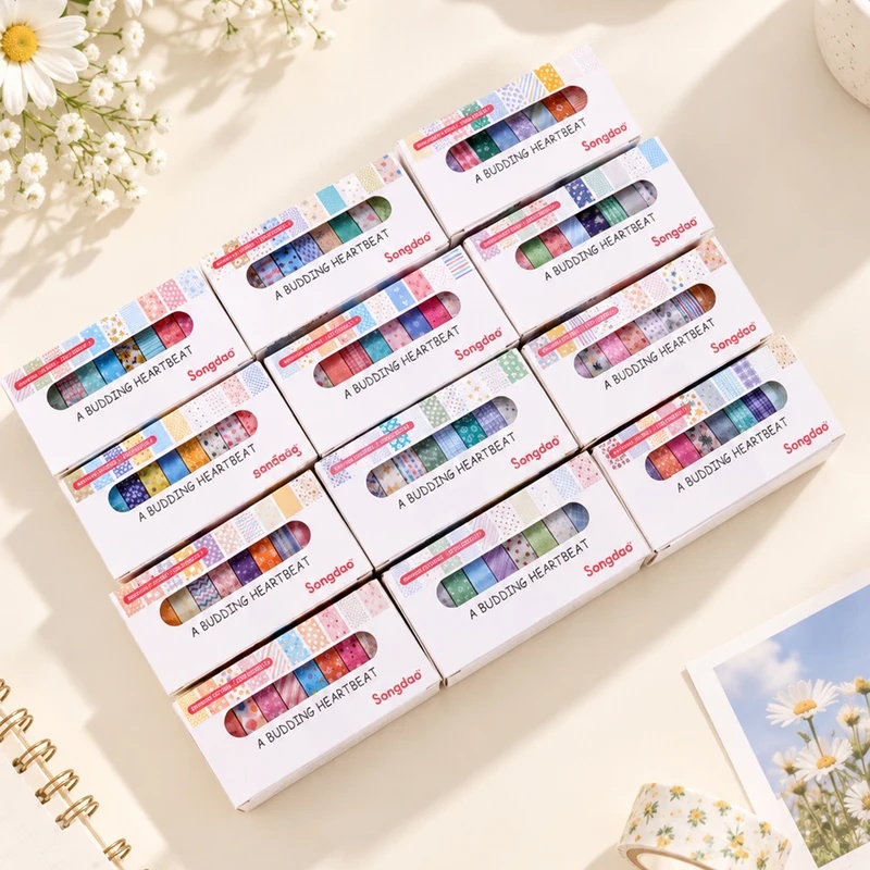 10개들이 플로럴 파스텔 색상의 와시 테이프, 8mm, - Wall Sticker 리뷰 및 가격