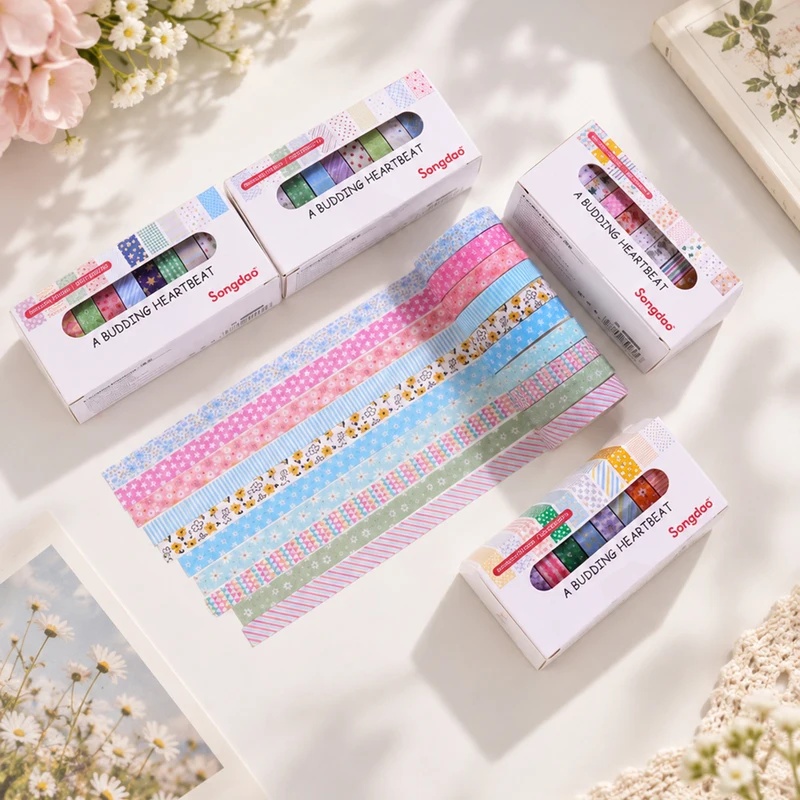 10개들이 플로럴 파스텔 색상의 와시 테이프, 8mm, - Wall Sticker 리뷰 및 가격